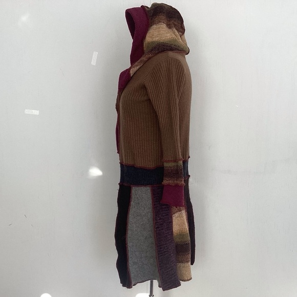 Boho whimsigoth cottagecore lagenlook dark Fairy upcycled hooded sweater tunic S - Picture 9 of 15